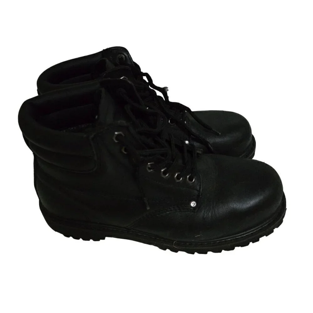 Lehigh Black Leather Unisex Steel Toe Work Boots Size 9.5/11.5
